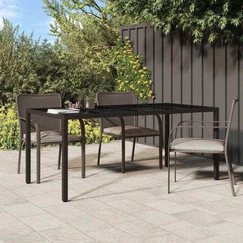 Prolenta Premium - Table De Jardin Marron 190x90x75 Cm Verre Trempé/Résine Tressée