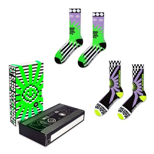 Zooksy Pack 2 Paires Chaussettes Fluo Design Rave Néon Coton 36-40 Unity & Freedom