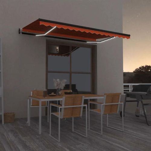 Prolenta Premium - Auvent Automatique Capteur De Vent Led 450x350 Cm Orange Marron
