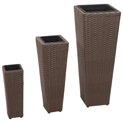 Prolenta Premium - Lits Surélevés De Jardin 3 Pcs Résine Tressée Marron