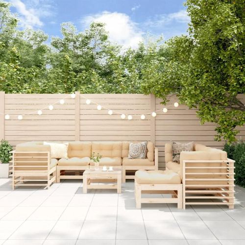 Prolenta Premium - Salon De Jardin 10 Pcs Avec Coussins Bois Massif