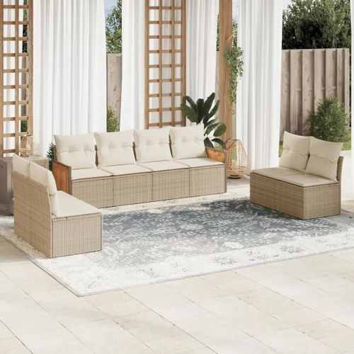 Prolenta Premium - Salon De Jardin Avec Coussins 8 Pcs Beige Résine Tressée