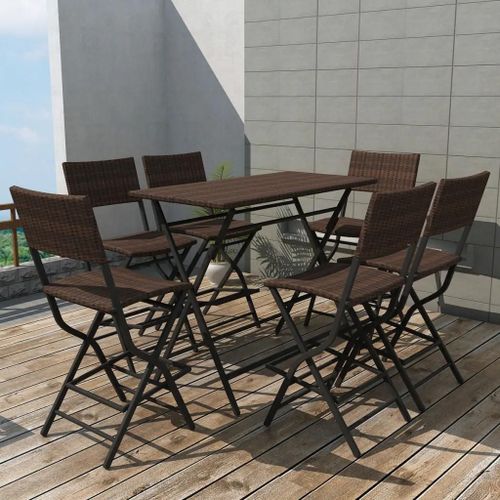 Prolenta Premium - Ensemble À Manger D'extérieur Pliable 7pcs Acier Résine Tressée