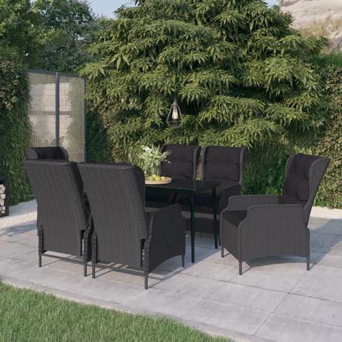 Prolenta Premium - Ensemble À Manger De Jardin 7 Pcs Gris Foncé