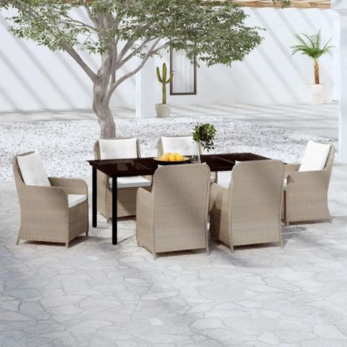 Prolenta Premium - Ensemble À Manger De Jardin 7 Pcs Marron