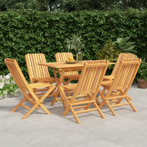 Prolenta Premium - Ensemble À Manger De Jardin 7 Pcs Bois De Teck Solide