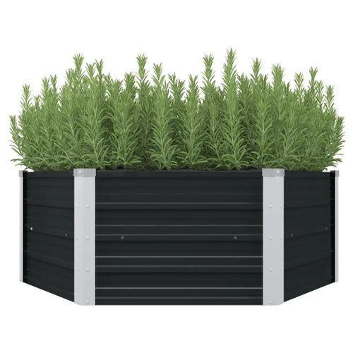 Prolenta Premium - Jardinière Surélevée Anthracite 129x129x45 Cm Acier Galvanisé
