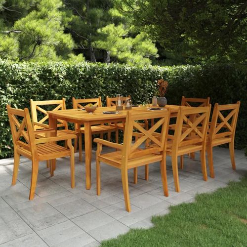 Prolenta Premium - Ensemble À Manger De Jardin 9 Pcs Bois D'acacia Solide