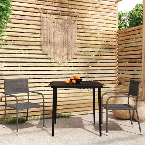 Prolenta Premium - Ensemble À Manger De Jardin 3 Pcs Gris