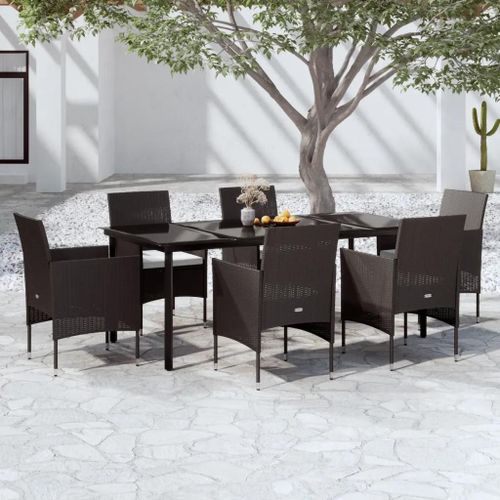 Prolenta Premium - Ensemble À Manger De Jardin Avec Coussins 7 Pcs Noir