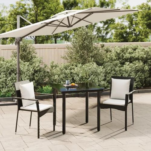 Prolenta Premium - Ensemble À Manger De Jardin Avec Coussins 3 Pcs Noir