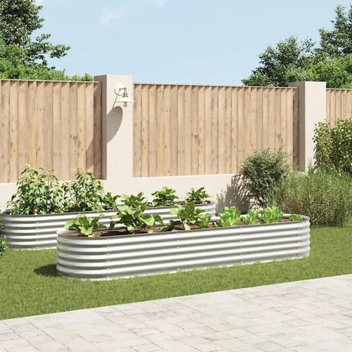 Prolenta Premium - Lit Surélevé De Jardin 320x80x44 Cm Acier Galvanisé Argenté