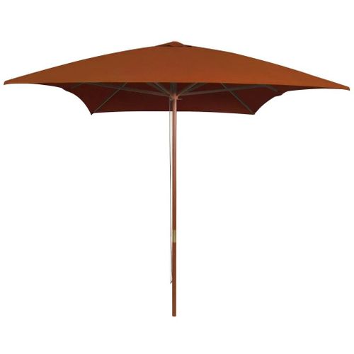 Prolenta Premium - Parasol De Jardin Avec Mât En Bois Terre Cuite 200x300 Cm