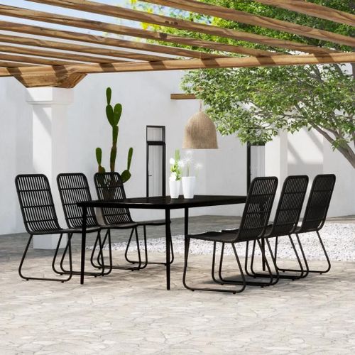 Prolenta Premium - Ensemble À Manger De Jardin 7 Pcs Noir