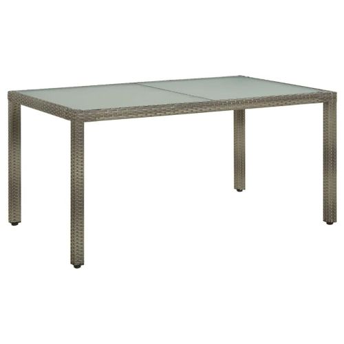 Prolenta Premium - Table De Jardin 150x90x75 Cm Verre Trempé Et Poly Rotin Gris