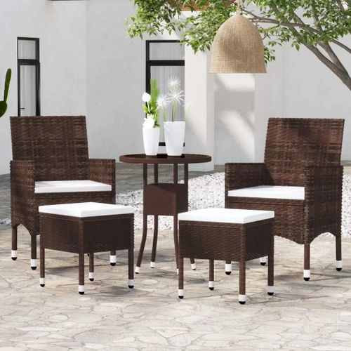 Prolenta Premium - Salon De Jardin 5 Pcs Résine Tressée Marron