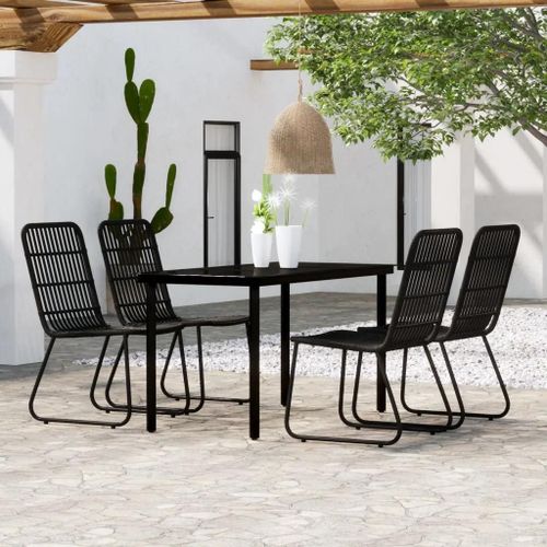 Prolenta Premium - Ensemble À Manger De Jardin 5 Pcs Noir