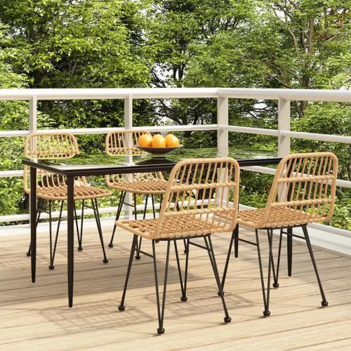 Prolenta Premium - Ensemble À Manger De Jardin 5pcs Résine Tressée
