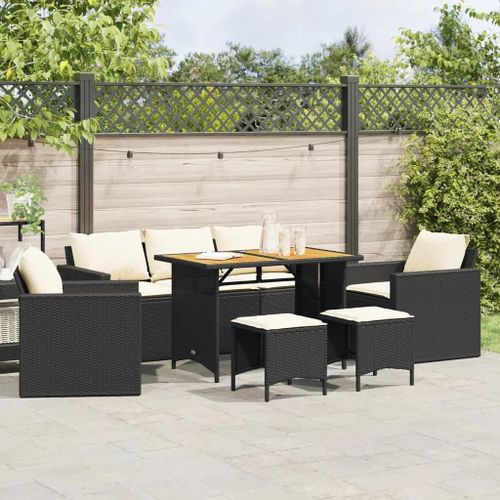 Prolenta Premium - Salon De Jardin 6 Pcs Avec Coussins Noir Résine Tressée