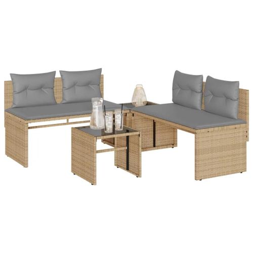 Prolenta Premium - Salon De Jardin Avec Coussins 4 Pcs Beige Résine Tressée