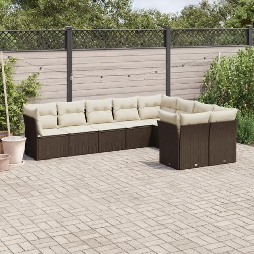 Prolenta Premium - Salon De Jardin Avec Coussins 9 Pcs Marron Résine Tressée