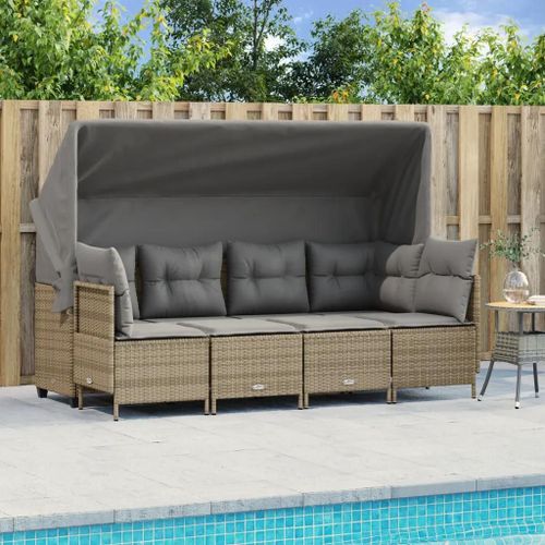 Prolenta Premium - Salon De Jardin Avec Coussins 5 Pcs Beige Résine Tressée