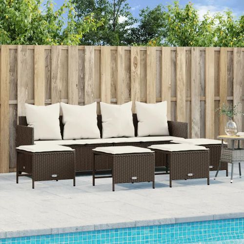 Prolenta Premium - Salon De Jardin Avec Coussins 5 Pcs Marron Résine Tressée