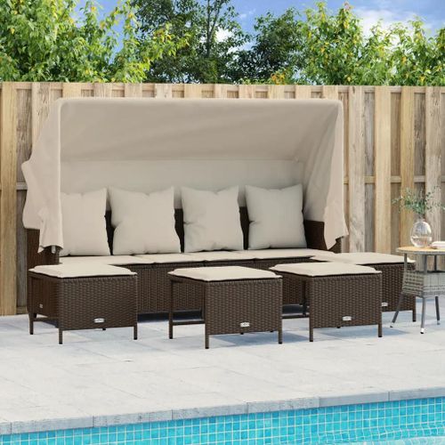 Prolenta Premium - Salon De Jardin Avec Coussins 5 Pcs Marron Résine Tressée