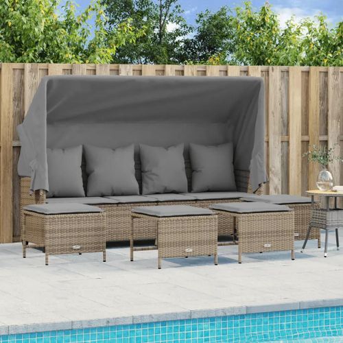 Prolenta Premium - Salon De Jardin Avec Coussins 5 Pcs Beige Résine Tressée
