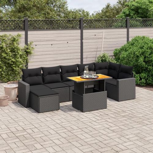Prolenta Premium - Salon De Jardin 8 Pcs Avec Coussins Noir Résine Tressée
