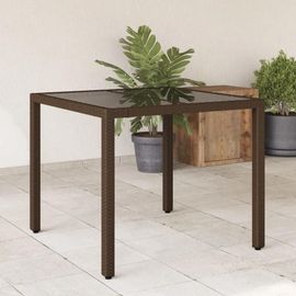 Prolenta Premium - Table De Jardin Avec Dessus En Verre Marron Résine Tressée