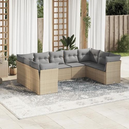 Prolenta Premium - Salon De Jardin Avec Coussins 9 Pcs Beige Résine Tressée