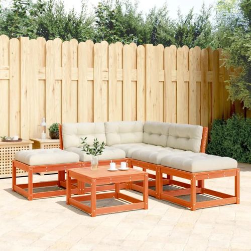 Prolenta Premium - Salon De Jardin 5 Pcs Avec Coussins Cire Marron Bois Pin Massif