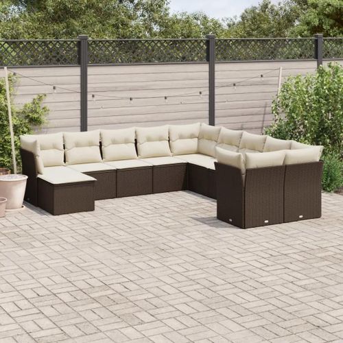 Prolenta Premium - Salon De Jardin Et Coussins 11 Pcs Marron Résine Tressée