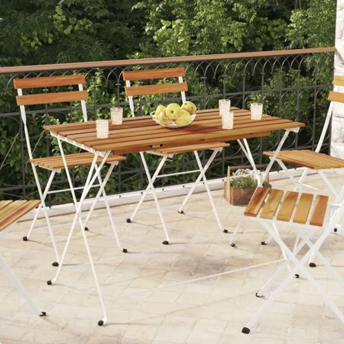 Prolenta Premium - Table De Bistro Pliante 100x54x71cm Bois Acacia Solide Et Acier