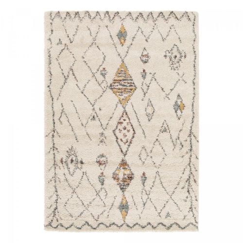 Tapis Shaggy 120x170 Rectangle Tissé Crème Et Beige Motif Berbère Aurora 1