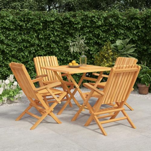 Prolenta Premium - Ensemble À Manger De Jardin 5 Pcs Bois De Teck Massif