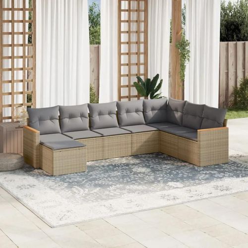 Prolenta Premium - Salon De Jardin Avec Coussins 8 Pcs Beige Résine Tressée