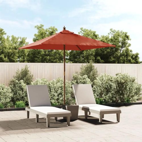 Prolenta Premium - Parasol De Jardin Avec Mât En Bois Terre Cuite 198x198x231 Cm