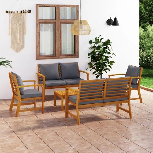 Prolenta Premium - Salon De Jardin 5 Pcs Avec Coussin Bois D'acacia Solide