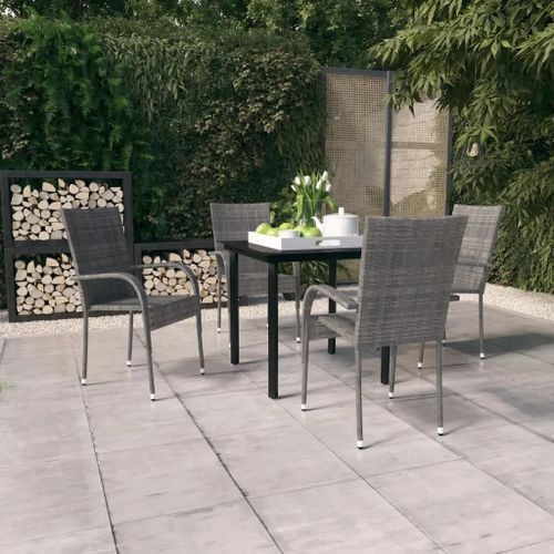Prolenta Premium - Ensemble À Manger De Jardin 5 Pcs Gris Et Noir