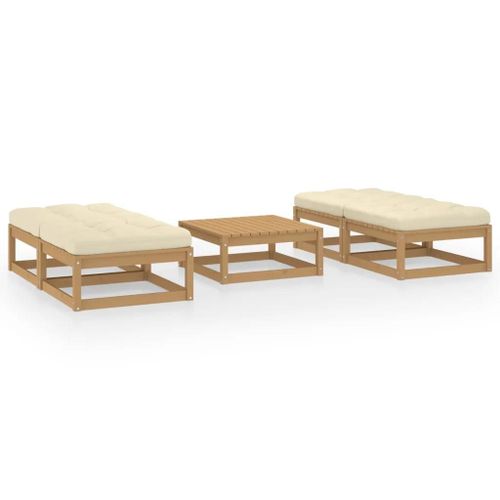 Prolenta Premium - Salon De Jardin 5 Pcs Avec Coussins Bois De Pin Massif