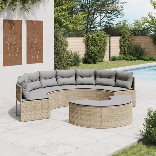 Prolenta Premium - Salon De Jardin 2 Pcs Demi-Rond Beige Résine Tressée