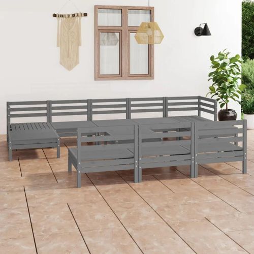 Prolenta Premium - Salon De Jardin 11 Pcs Gris Bois De Pin Massif