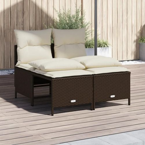 Prolenta Premium - Salon De Jardin 4 Pcs Avec Coussins Marron Résine Tressée