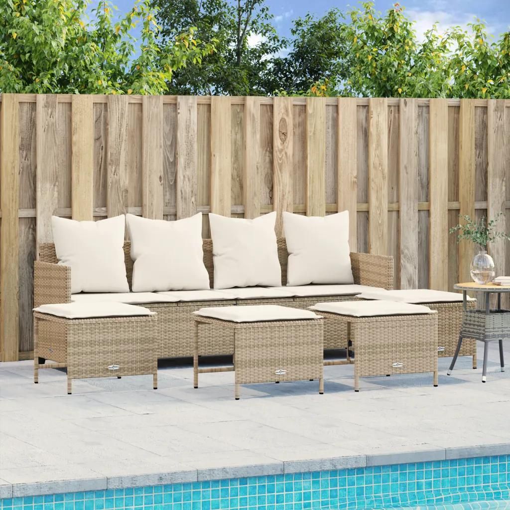 Prolenta Premium - Salon De Jardin Avec Coussins 5 Pcs Beige Résine Tressée