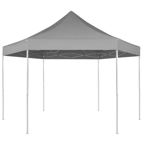 Prolenta Premium - Chapiteau Hexagonal Pliable Gris 3,6x3,1 M