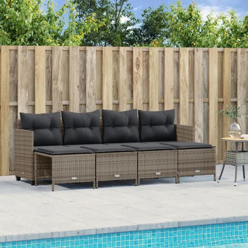 Prolenta Premium - Salon De Jardin 5 Pcs Avec Coussins Gris Résine Tressée