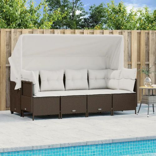 Prolenta Premium - Salon De Jardin Avec Coussins 5 Pcs Marron Résine Tressée