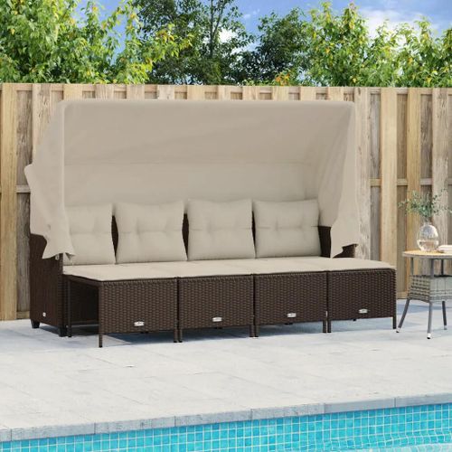 Prolenta Premium - Salon De Jardin Avec Coussins 5 Pcs Marron Résine Tressée